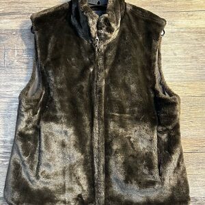Blassport Brown Fur Reversible Vest Womens Size Medium